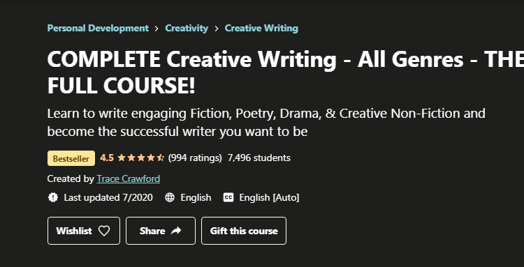 COMPLETE Creative Writing - All Genres - THE FULL COURSE